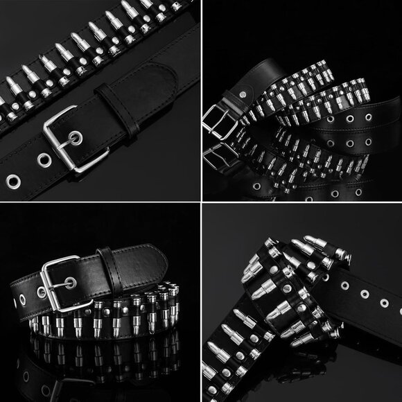 ๐ Women Black Studded Waist Belt Stud Punk Rock Cosplay Halloween Metal Buckle - Picture 4 of 7